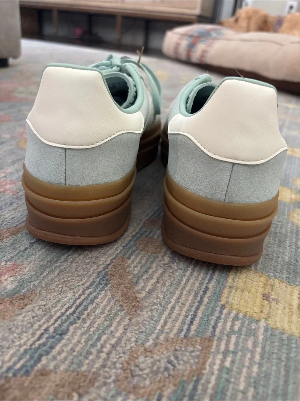 adidas Light Mint Green Platform Sneaker with Gum Sole